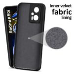Back Cover for Xiaomi Redmi K50i | Ultra Slim Soft Rubberised Case | Inner Velvet Fabric Lining | Matte Silicone Flexible Mobile Case | Camera Protection - Black - Image 2