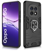 kelpuj Shock Proof Back Case Mobile Cover for Oppo F29 5G | Back Cover Case (Hybrid PC + TPU | Ring Holder & in-Built Kickstand | Black) - Image 2