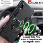 Shock Proof Back Case Mobile Cover for Samsung Galaxy F62 (Armor | Hybrid PC + TPU | Full Protection with Ring Holder Kickstand | Carbon Black) - Image 3