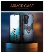 Shock Proof Back Case Mobile Cover for Samsung Galaxy S22 5G | Back Cover Case (Tough Armor | Hybrid PC + TPU | Ring Holder & in-Built Kickstand | Blue) - Image 3