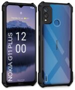 Shock Proof Clear Back Case Mobile Cover for Nokia G11 Plus (Hard | Hybrid PC + TPU | Full Armour Device & Camera Protection | Black) - Image 2