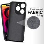 Slim Ultra Soft Rubberised Back Cover for Infinix Smart 8 HD | Infinix Smart 8 | Inner Velvet Fabric Lining | Matte Silicone Flexible Camera Protection Back Case - Black - Image 2