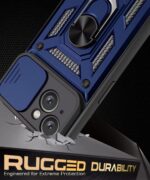 Tough Armor Bumper Mobile Back Case for iPhone 14 | Sliding Camera Shield Cover | Shock Proof 360? Protection | Hybrid PC + TPU | Ring Holder with Kickstand ? Blue - Image 3