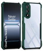 kelpuj Shock Proof Clear Protective Back Case for 1+ OnePlus Nord 5 - AirEDGE Technology | 360 Degree Camera Protection | Transparent Hybrid Back Case Mobile Cover - Green - Image 4