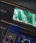 Tough Armor Bumper Mobile Back Case for Mi Redmi 13 5G | Poco M6 Plus 5G | Sliding Camera Shield Cover | Shock Proof 360? Protection | Hybrid PC + TPU | Ring Holder with Kickstand ? Blue - Image 8