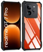 kelpuj Shock Proof Clear Protective Back Case for Realme GT 7 Pro 5G - AirEDGE Technology | 360 Degree Camera Protection | Transparent Hybrid Back Case Mobile Cover - Black - Image 4