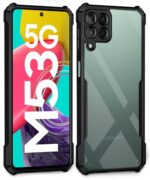 Shock Proof Crystal Clear Back Case Mobile Cover for Samsung Galaxy M53 5G | Camera Protection | Hybrid PC + TPU | Protective Design | Earthy Black - Image 2