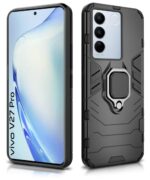 Shock Proof Back Case Mobile Cover for Vivo V27 | V27 Pro 5G | Back Cover Case (Tough Armor | Hybrid PC + TPU | Ring Holder & inBuilt Kickstand | Black) - Image 2