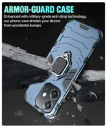 Shock Proof Back Case Mobile Cover for Oppo A3x 5G | A3x 4G | A3 5G | Back Cover Case (Tough Armor | Hybrid PC + TPU | Ring Holder & in-Built Kickstand | Blue) - Image 8