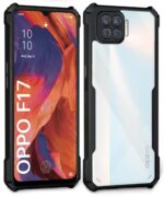 Shock Proof Clear Back Case Mobile Cover for Oppo F17 (Hard | Hybrid PC + TPU | Full Armour Device & Camera Protection | Black) - Image 2