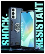 Shock Proof Back Case Mobile Cover for Samsung Galaxy A16 5G | Back Cover Case (Tough Armor | Hybrid PC + TPU | Ring Holder & in-Built Kickstand | Blue) - Image 4