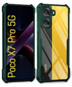 Shock Proof Clear Protective Back Case for Poco X7 Pro 5G - AirEDGE Technology | 360 Degree Camera Protection | Transparent Hybrid Back Case Mobile Cover - Green - Image 2