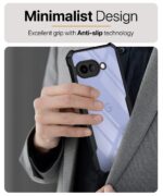 Shock Proof Clear Protective Back Case for Google Pixel 9A - AirEDGE Technology | 360 Degree Camera Protection | Transparent Hybrid Back Case Mobile Cover - Black - Image 4