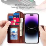 Shock Proof Flip Cover Back Case for Apple Iphone 14 Pro Max | Magnetic Wallet Leather Case with Stand - Image 4