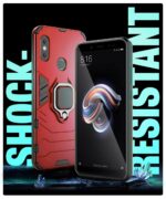 Shock Proof Back Case Mobile Cover for Xiaomi MI Redmi Note 5 Pro | Back Cover Case (Tough Armor | Hybrid PC + TPU | Ring Holder & in-Built Kickstand | Red) - Image 3