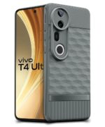 Back Cover for Vivo T4 Ultra with Hexa Cube Design | Ultra Slim Soft Rubberised Case | Inner Velvet Fabric | Matte Silicone Flexible Mobile Case | Camera Protection - Olive Green - Image 2