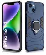 Shock Proof Back Case Mobile Cover for Apple iPhone 14 | Back Cover Case (Tough Armor | Hybrid PC + TPU | Ring Holder & in-Built Kickstand | Blue) - Image 2