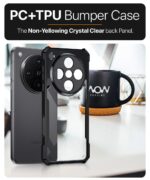 Shock Proof Clear Protective Back Case for Oppo Find X8 Pro - AirEDGE Technology | 360 Degree Camera Protection | Transparent Hybrid Back Case Mobile Cover - Black - Image 4