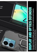 Shock Proof Back Case Mobile Cover for Vivo Y77 5G | Back Cover Case (Tough Armor | Hybrid PC + TPU | Ring Holder & in-Built Kickstand | Black) - Image 5