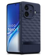 Back Cover for iQOO Neo 10R 5G with Hexa Cube Design | Ultra Slim Soft Rubberised Case | Inner Velvet Fabric | Matte Silicone Flexible Mobile Case | Camera Protection - Blue - Image 2
