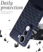 Back Cover for Vivo Y400 Pro 5G with Hexa Cube Design | Ultra Slim Soft Rubberised Case | Inner Velvet Fabric | Matte Silicone Flexible Mobile Case | Camera Protection - Blue - Image 4