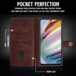 Shock Proof Flip Cover Back Case for Motorola Moto G60 | Magnetic Wallet Leather Case with Stand - Image 4