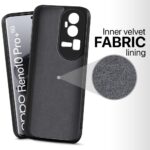 Back Cover for Oppo Reno 10 Pro Plus | Ultra Slim Soft Rubberised Case | Inner Velvet Fabric Lining | Matte Silicone Flexible Mobile Case | Camera Protection - Black - Image 2