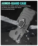 Shock Proof Back Case Mobile Cover for Samsung Galaxy M30 | Back Cover Case (Tough Armor | Hybrid PC + TPU | Ring Holder & inBuilt Kickstand | Black) - Image 6