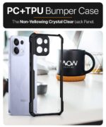 Shock Proof Clear Protective Back Case for Oppo K13 5G - AirEDGE Technology | 360 Degree Camera Protection | Transparent Hybrid Back Case Mobile Cover - Black - Image 4