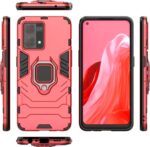 Shock Proof Back Case Mobile Cover for Oppo F21 Pro 4G | Back Cover Case (Tough Armor | Hybrid PC + TPU | Ring Holder & in-Built Kickstand | Red) - Image 8