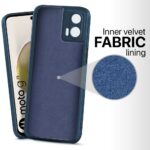 Slim Ultra Soft Rubberised Back Cover for Motorola Moto G73 5G | Inner Velvet Fabric Lining | Matte Silicone Flexible Camera Protection Back Case - Blue - Image 2