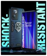 Shock Proof Back Case Mobile Cover for 1+ OnePlus Nord CE 2 5G | Back Cover Case (Tough Armor | Hybrid PC + TPU | Ring Holder & in-Built Kickstand | Blue) - Image 3