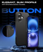 Slim Frameless Back Cover for iPhone 16 | Ultra Thin Lightweight Design & Camera Protection | Soft Matte Silicone Flexible Mobile Case (Black) - Image 4