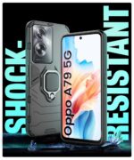 kelpuj Shock Proof Back Case Mobile Cover for Oppo A79 5G | Back Cover Case (Tough Armor | Hybrid PC + TPU | Ring Holder & in-Built Kickstand | Black) - Image 4