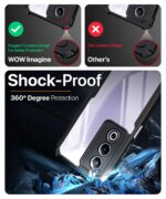 Shock Proof Clear Protective Back Case for Oppo A3 Pro 5G | Oppo K12x 5G - AirEDGE Technology | 360 Degree Camera Protection | Transparent Hybrid Back Case Mobile Cover - Black - Image 6