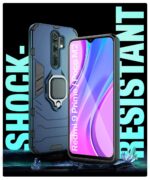 Shock Proof Back Case Mobile Cover for Xiaomi Redmi 9 Prime | Poco M2 | Back Cover Case (Tough Armor | Hybrid PC + TPU | Ring Holder & inBuilt Kickstand | Blue) - Image 6