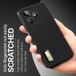 Slim Ultra Soft Rubberised Back Cover for Realme Narzo N53 | Realme C53 | Realme C51 | Inner Velvet Fabric Lining | Matte Silicone Flexible Camera Protection Back Case - Black - Image 4