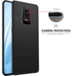 Protective Sleek Back Case Cover for Xiaomi Mi Redmi Note 9 Pro (Flexible | Silicone | Shock Proof, Anti Slip, Soft Rubberised | Pitch Black) - Image 2