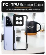 Shock Proof Clear Protective Back Case for Xiaomi 15 5G - AirEDGE Technology | 360 Degree Camera Protection | Transparent Hybrid Back Case Mobile Cover - Black - Image 4