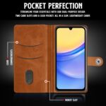 Shock Proof Flip Cover Back Case for Samsung Galaxy A15 5G | Magnetic Wallet Leather Case with Stand - Image 6