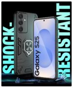 Shock Proof Back Case Mobile Cover for Samsung Galaxy S25 5G | Back Cover Case (Tough Armor | Hybrid PC + TPU | Ring Holder & inBuilt Kickstand | Black) - Image 4