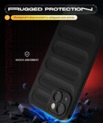 Ultimate Silicone Back Cover Case for iPhone 13 | Heat Dissipation Thin Soft TPU | 360? Camera Protection | Breathable Cooling Holes ? Pitch Black - Image 4