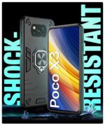Shock Proof Back Case Mobile Cover for Xiaomi Poco X3 (Armor | Hybrid PC + TPU | Full Protection with Ring Holder Kickstand | Carbon Black) - Image 3
