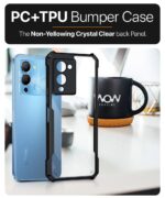 kelpuj Shock Proof Clear Protective Back Case for Infinix Note 12 Turbo - AirEDGE Technology | 360 Degree Camera Protection | Transparent Hybrid Back Case Mobile Cover - Black - Image 6