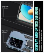 Shock Proof Back Case Mobile Cover for Vivo Y35 | Back Cover Case (Tough Armor | Hybrid PC + TPU | Ring Holder & in-Built Kickstand | Blue) - Image 5