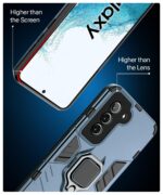 Shock Proof Back Case Mobile Cover for Samsung Galaxy S22 5G | Back Cover Case (Tough Armor | Hybrid PC + TPU | Ring Holder & in-Built Kickstand | Blue) - Image 5
