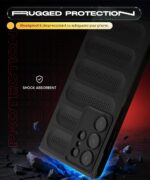 Ultimate Silicone Back Cover Case for Samsung Galaxy S24 Ultra 5G | Heat Dissipation Thin Soft TPU | 360? Camera Protection | Breathable Cooling Holes ? Pitch Black - Image 6