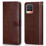 Shock Proof Flip Cover Back Case for Realme 8 | Magnetic Wallet Leather Case with Stand