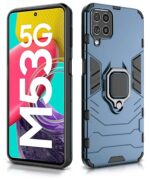 Shock Proof Back Case Mobile Cover for Samsung Galaxy M53 5G | Back Cover Case (Tough Armor | Hybrid PC + TPU | Ring Holder & in-Built Kickstand | Blue) - Image 2