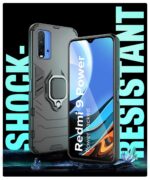 Shock Proof Back Case Mobile Cover for Redmi 9 Power | Poco M3 (Armor | Hybrid PC + TPU | Full Protection with Ring Holder Kickstand | Carbon Black) - Image 4